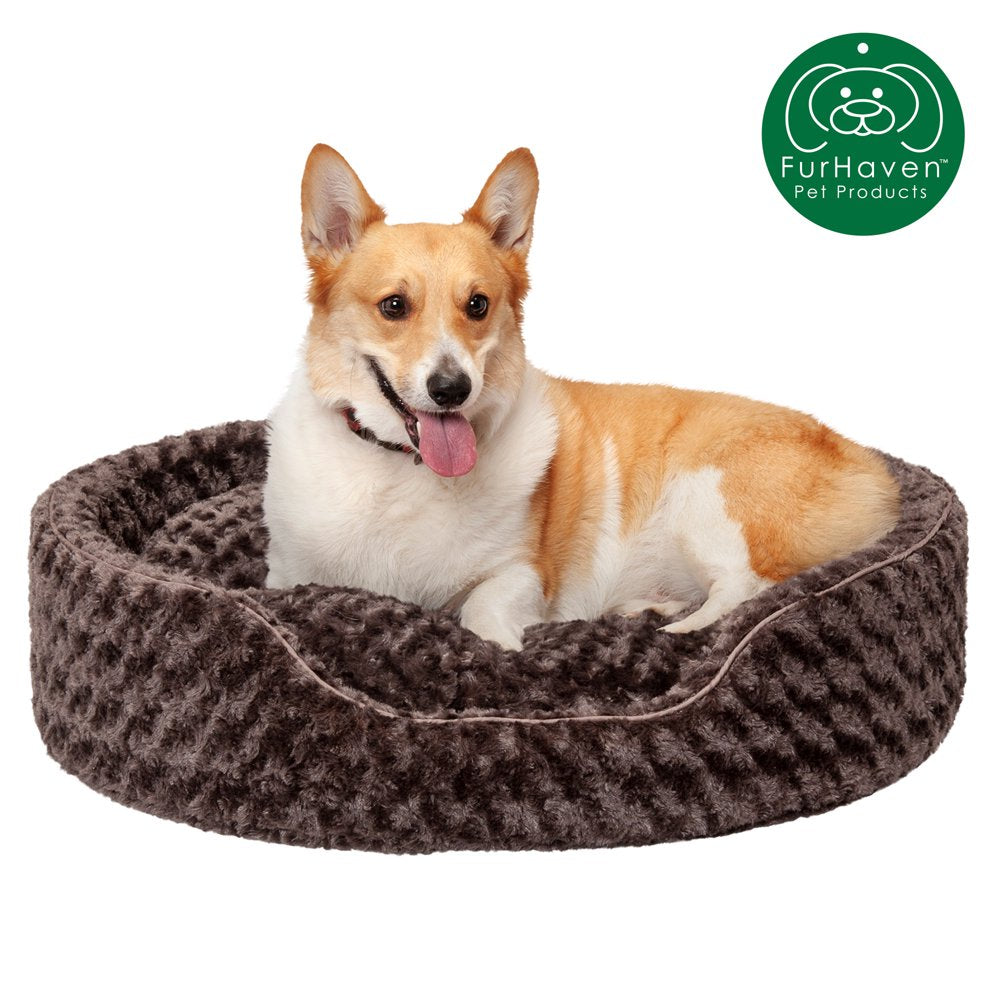 Furhaven | Oval Ultra Plush Pet Bed for Dogs & Cats, Strawberry, Medium Animals & Pet Supplies > Pet Supplies > Cat Supplies > Cat Beds FurHaven Pet XL Chocolate 