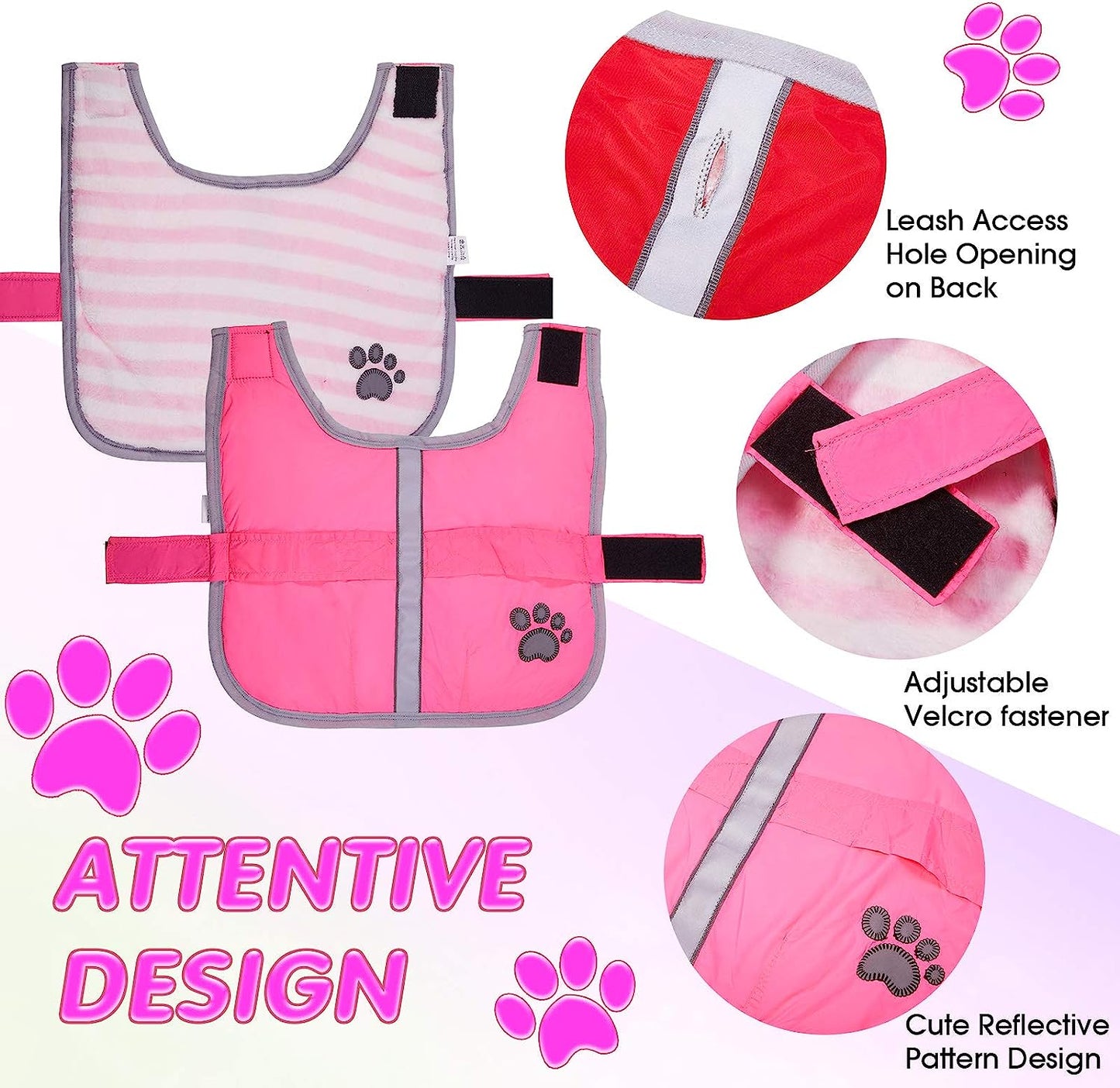 2 Pieces Winter Dog Coat Reflective Dog Jacket Fleece Lining Pet Vest Outfit Clothes Waterproof Windproof Cold Weather Jacket Warm Winter Dog Apparel for Small Dogs (S) Animals & Pet Supplies > Pet Supplies > Dog Supplies > Dog Apparel Geyoga   