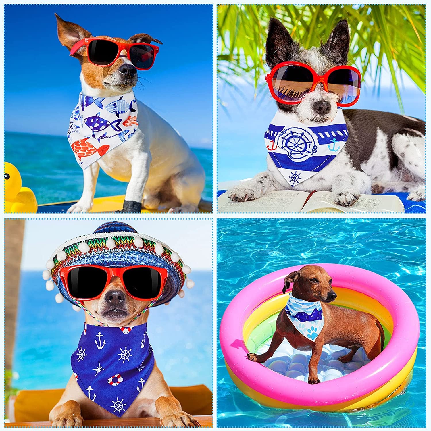 8 Pieces Nautical Dog Bandanas Summer Pets Bandana Ocean Pets Triangle Scarf Bibs Puppy Bibs Adjustable Dog Bandanas Washable Sea Turtle Pets Triangle Scarf Accessories for Most Pet Wearing Animals & Pet Supplies > Pet Supplies > Dog Supplies > Dog Apparel Xuniea   