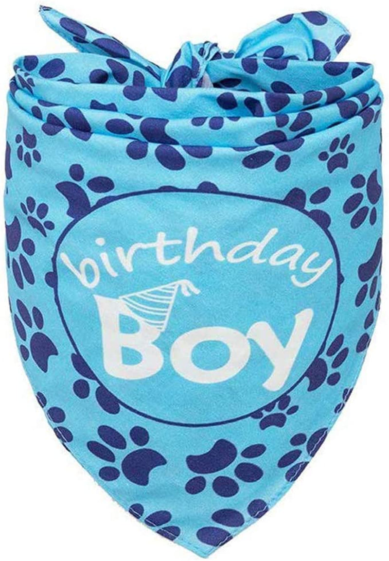 Dog Birthday Bandana with Crown Hat - Triangle Scarfs and Cute Party Hat for Pets, Blue Animals & Pet Supplies > Pet Supplies > Dog Supplies > Dog Apparel HAOBO   