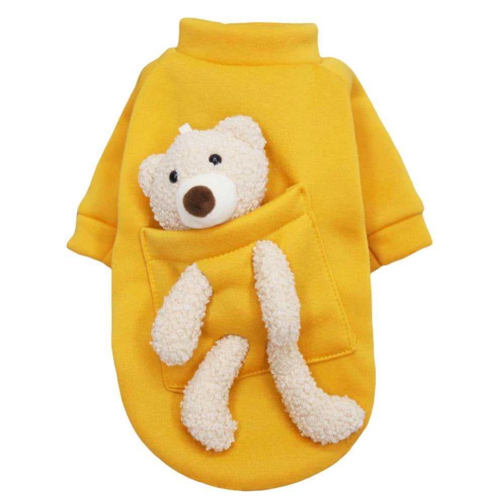 Dog Sweaters Pocket Bear Cold Weather Cute Dog Sweaters Clothes Apparel Costume Puppy Cat Autumn Winter Warm Coat Sweater for Small Dogs Cats Puppy Animals & Pet Supplies > Pet Supplies > Dog Supplies > Dog Apparel Stibadium M Yellow 