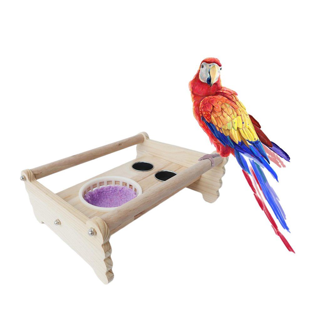 Parrot Perch Stand Birds Platform Tabletop Playstands W/ Bowl Cage Bed for Macaw Budgies Cockatiels Cockatoos Lovebird Cage Accessories - Natural Animals & Pet Supplies > Pet Supplies > Bird Supplies > Bird Cages & Stands perfk   