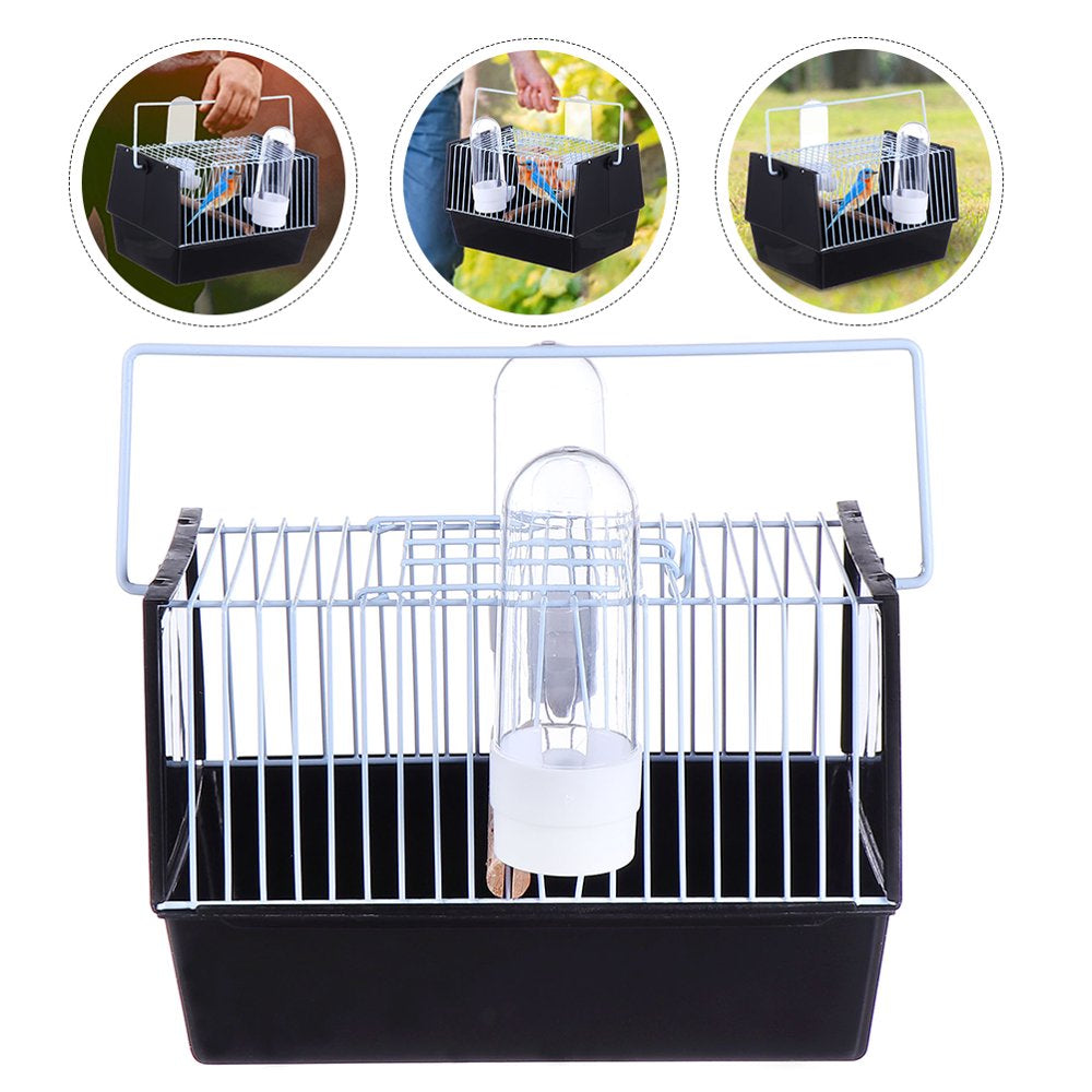 Bird Travel Carrier Cage with 2 Feeder and Wooden Stand, Portable Cage for Parrot Lovebird Cockatiel,Black,8.25 X 4.72 X 5.5 Inch Animals & Pet Supplies > Pet Supplies > Bird Supplies > Bird Cages & Stands PARTYKINDOM   