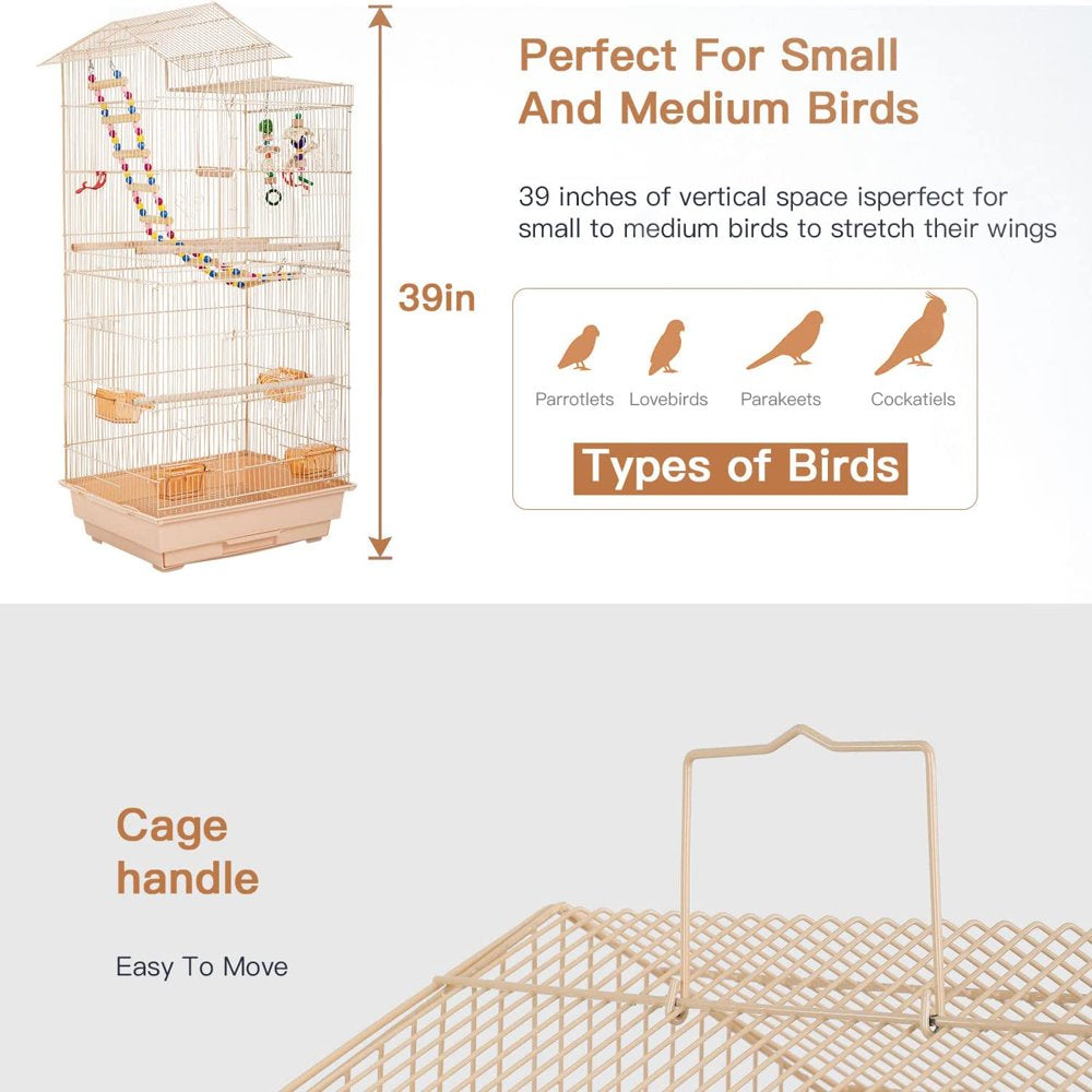 Bestpet 39-Inch Roof Top Large Flight Parrot Bird Cage Accessories，Almond Animals & Pet Supplies > Pet Supplies > Bird Supplies > Bird Cage Accessories BestPet   