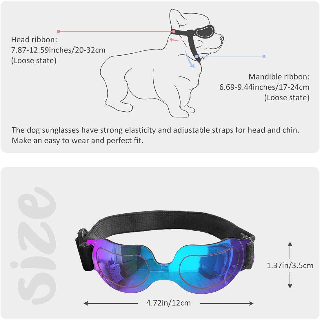 PEDOMUS Dog Sunglasses Small Dog Goggles Doggles Dog Glasses for Small Dogs Adjustable Band Blue Animals & Pet Supplies > Pet Supplies > Dog Supplies > Dog Apparel PEDOMUS   