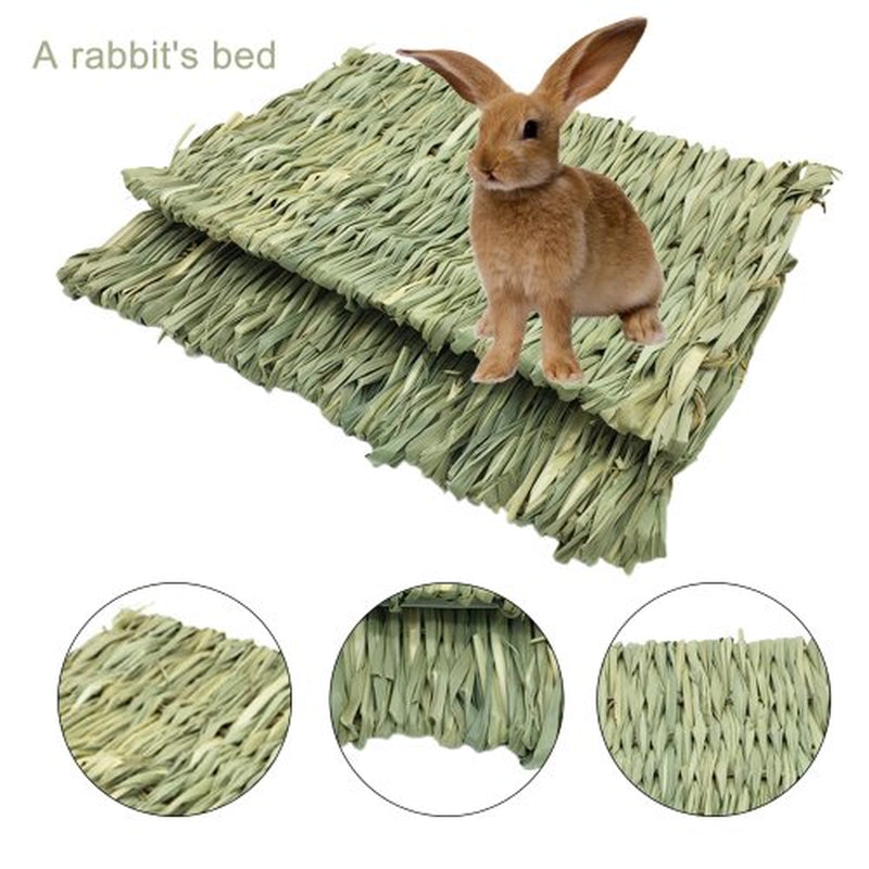 Visland Square Shape Grass Mat Woven Bed Mat for Small Animal Bunny Bedding Nest Chew Toy Bed Play Toy for Guinea Pig Parrot Rabbit Bunny Hamster Rat Animals & Pet Supplies > Pet Supplies > Small Animal Supplies > Small Animal Bedding Visland   