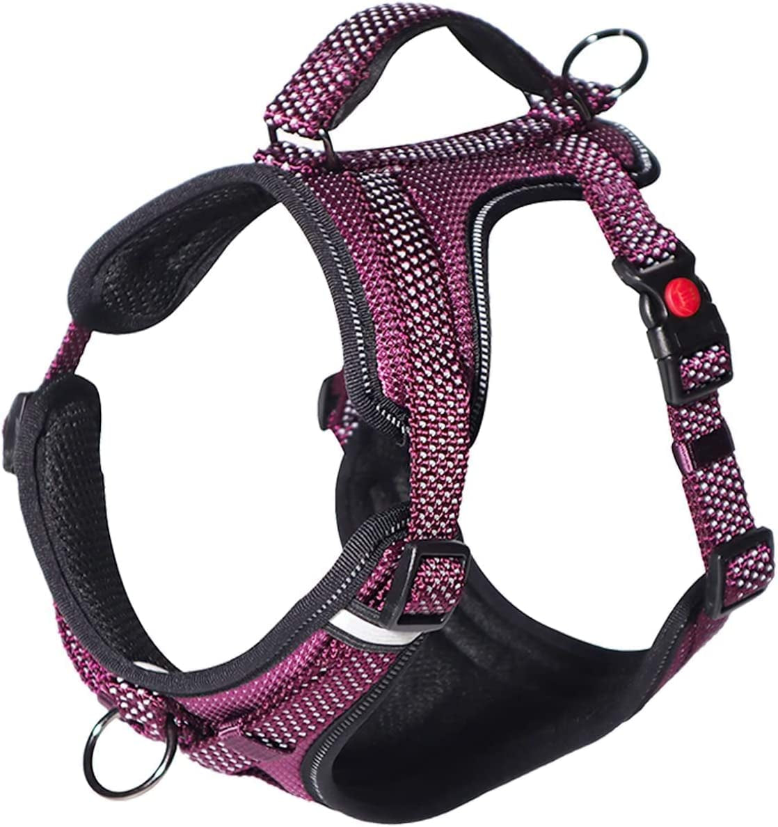 LOS ANDES Ultra-Reflective Dog Harness No Pull Adjustable Pet Harness with Front Clip, Safe Dog Vest with Handle, Easy Control Harness for Small Medium Large Dogs Animals & Pet Supplies > Pet Supplies > Dog Supplies > Dog Apparel LOS ANDES Purple L for large dog(chest:27-33") 