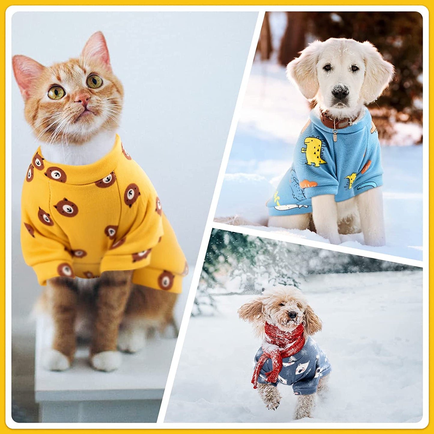 4 Pieces Dog Winter Fleece Sweater Puppy Warm Fleece Sweater Soft Dog Clothes for Medium Pets Dog Cat Chihuahua Teddy S Animals & Pet Supplies > Pet Supplies > Dog Supplies > Dog Apparel Weewooday   