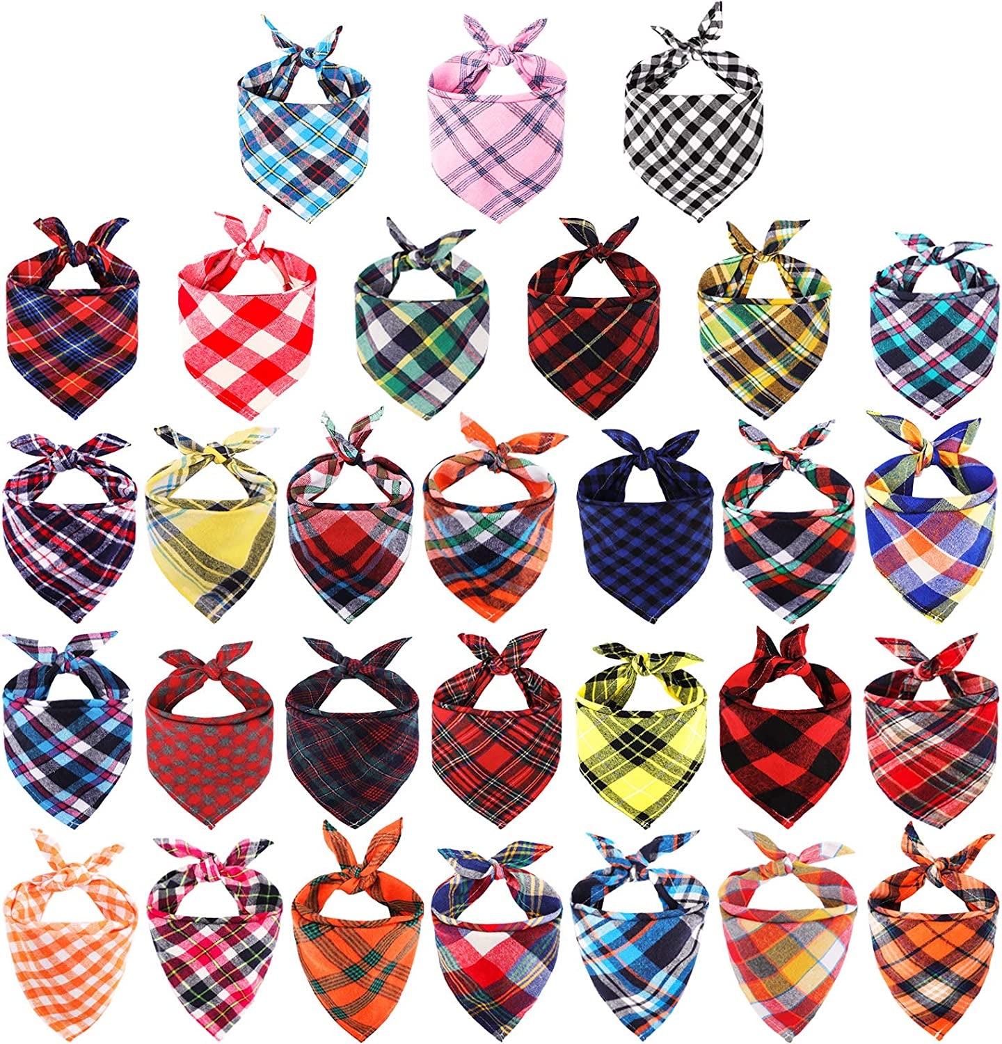 Segarty Dog Bandanas, 30 Pack 22.8"X15.7" Pet Triangle Scarf Plaid Bibs Accessories Bulk for Medium Small Dogs Cats Large Puppy Dogs, Adjustable Washable Reversible Boy Pets Birthday Kerchief Animals & Pet Supplies > Pet Supplies > Dog Supplies > Dog Apparel Petarty 30PCS_Plaid  