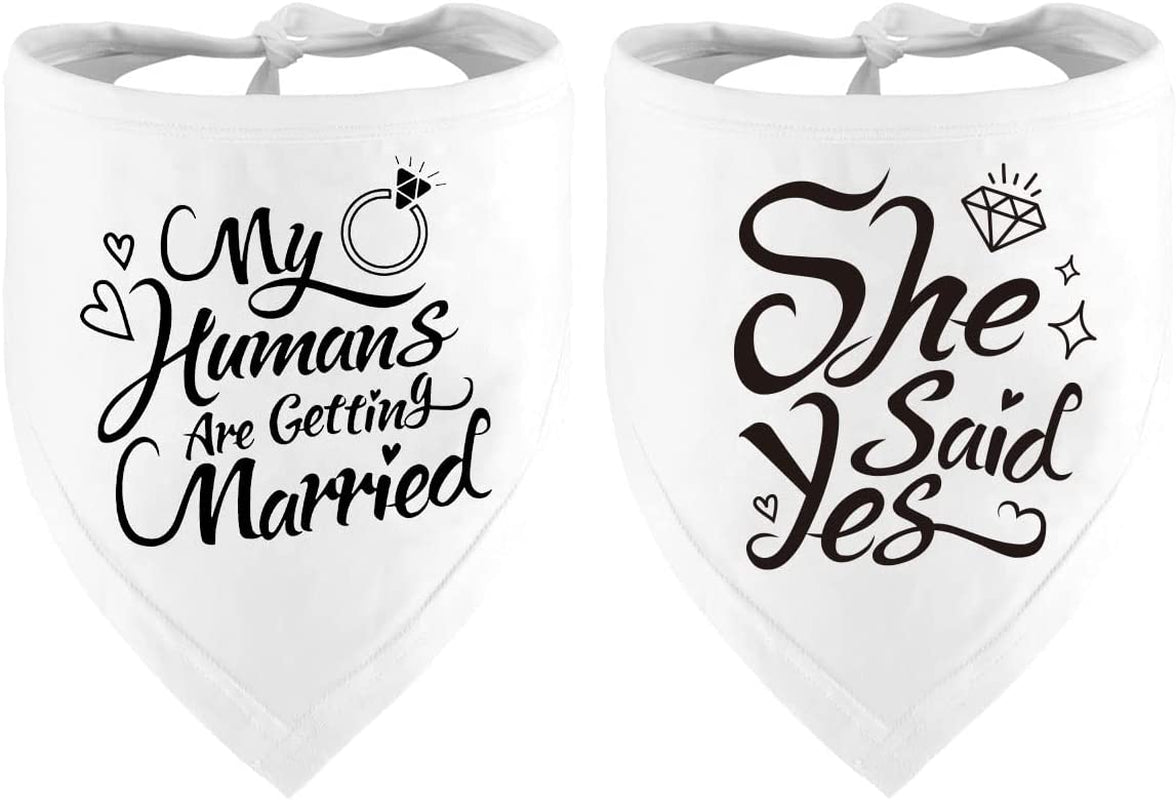 Engagement Gift, My Humans Are Getting Married Dog Bandana, Wedding Photo Prop, Pet Scarf, Dog Engagement Announcement, Pet Accessories (Black) Animals & Pet Supplies > Pet Supplies > Dog Supplies > Dog Apparel Dzmodz White  