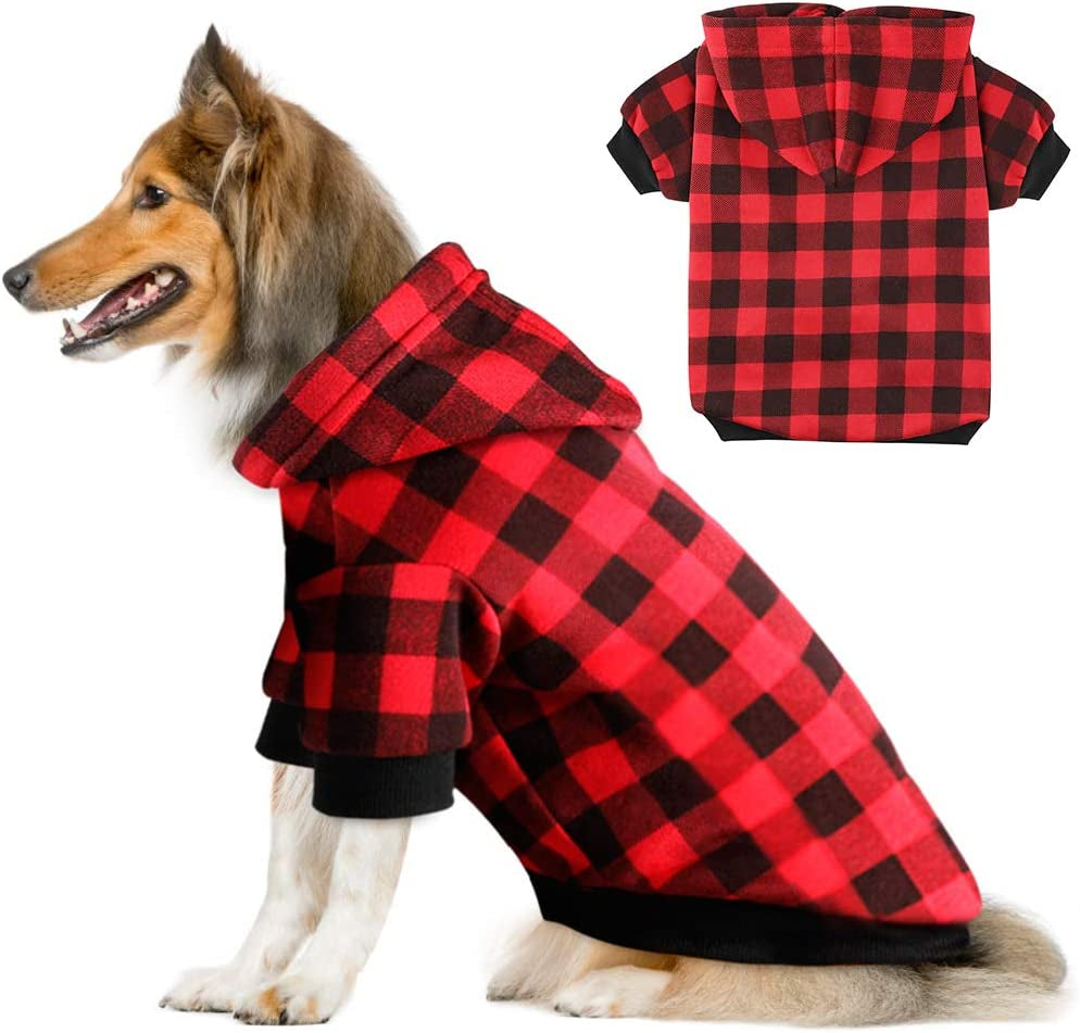 Plaid Dog Hoodie Sweatshirt Sweater for Small Dogs Cat Puppy Clothes Coat Warm and Soft(S) Animals & Pet Supplies > Pet Supplies > Dog Supplies > Dog Apparel Blaoicni XXL  