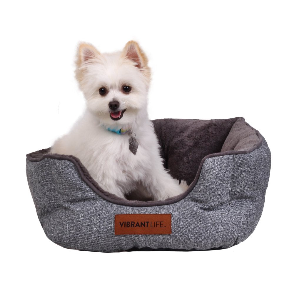 Vibrant Life Small High Wall Cuddler-Style Dog & Cat Bed, Gray Animals & Pet Supplies > Pet Supplies > Cat Supplies > Cat Beds PM&J LLC   