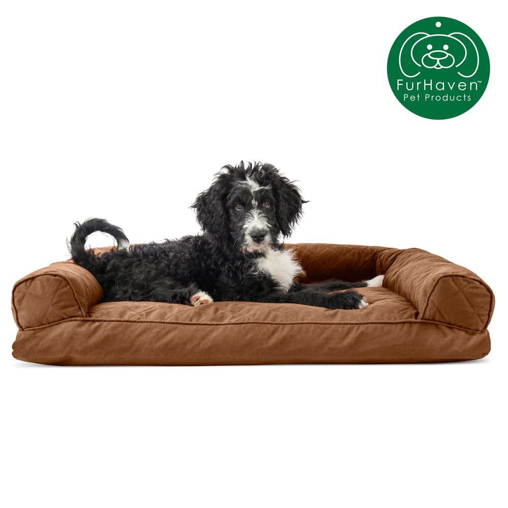 Furhaven Pet Products | Quilted Pillow Sofa Pet Bed for Dogs & Cats, Wine Red, Jumbo Animals & Pet Supplies > Pet Supplies > Cat Supplies > Cat Beds FurHaven Pet Products L Toasted Brown 