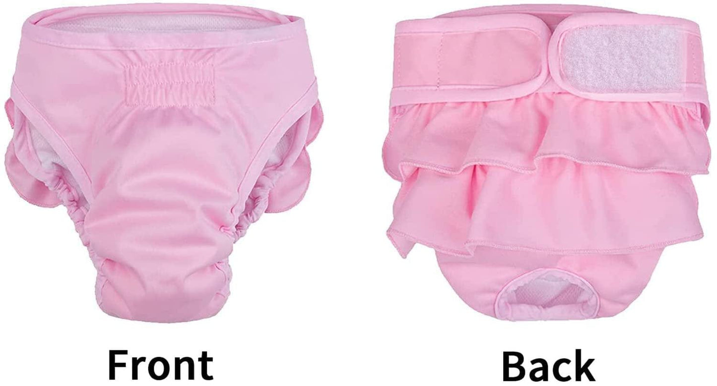 3Pack, Washable Female Dog Diapers, Reusable Doggies Diapers and Puppies Dogs Heat Panties for Girl Dogs Periods Pink/Purple/Gray Animals & Pet Supplies > Pet Supplies > Dog Supplies > Dog Diaper Pads & Liners DERTHADEIG   