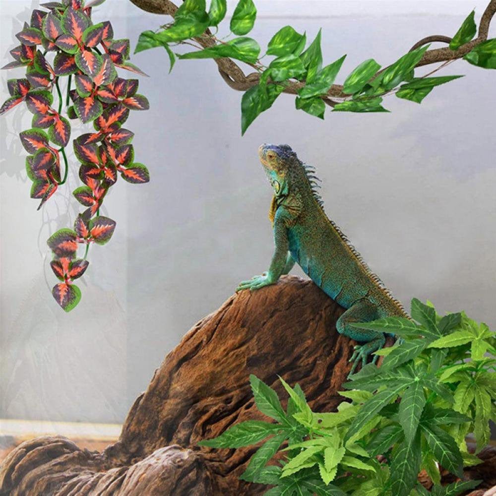 3PCS Reptile Corner Branch Climbing Terrarium Plant Decoration Fake Vines Hanging with Suction Cup for Snakes Amphibian Bearded Dragons Lizards Frogs Geckos Tank Habitat Decor Animals & Pet Supplies > Pet Supplies > Small Animal Supplies > Small Animal Habitat Accessories Orchip   