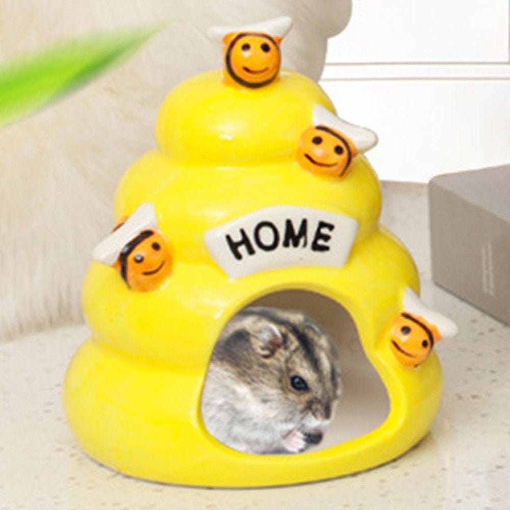 3X Ceramic Hamster Bed Houses Cartoon Shape Small Pet Animals Habitat Cage House
