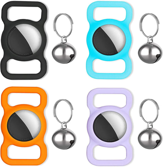4 Pack Airtag Case for Apple Airtag,Pets Airtags Holder.Silicone Airtag Dog Collar Holder,Airtags Case Cover for Cat Airtags.Gps Tracking Dog Cat Collar Accessories. Electronics > GPS Accessories > GPS Cases AUVTPHR Black+Purple+Orange+Blue  
