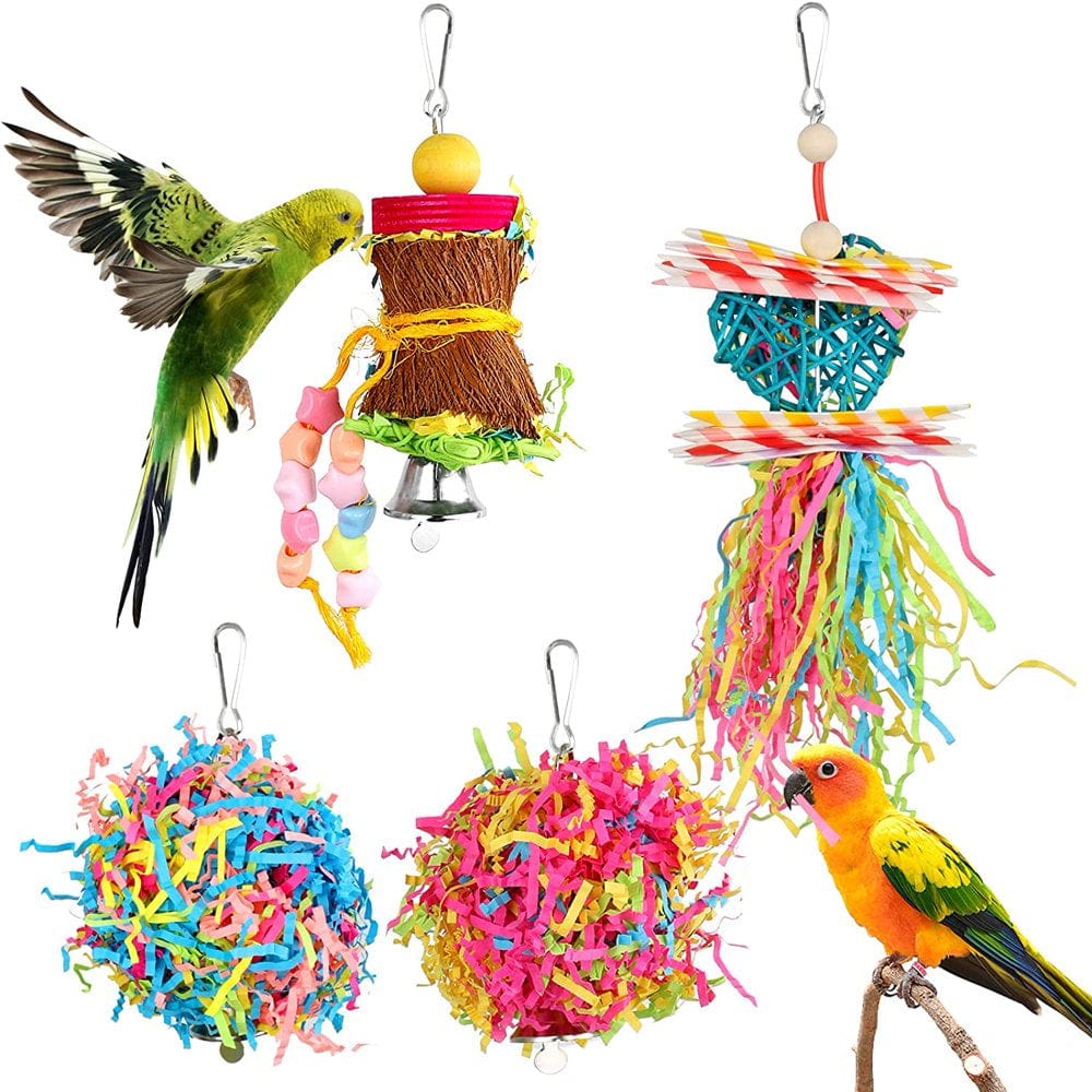 4 Pack Bird Shredder Toys Small Parrot Chewing Toys Parrot Cage Foraging Hanging Toy for Small Bird Parakeets Parrotlets Animals & Pet Supplies > Pet Supplies > Bird Supplies > Bird Toys Domora   