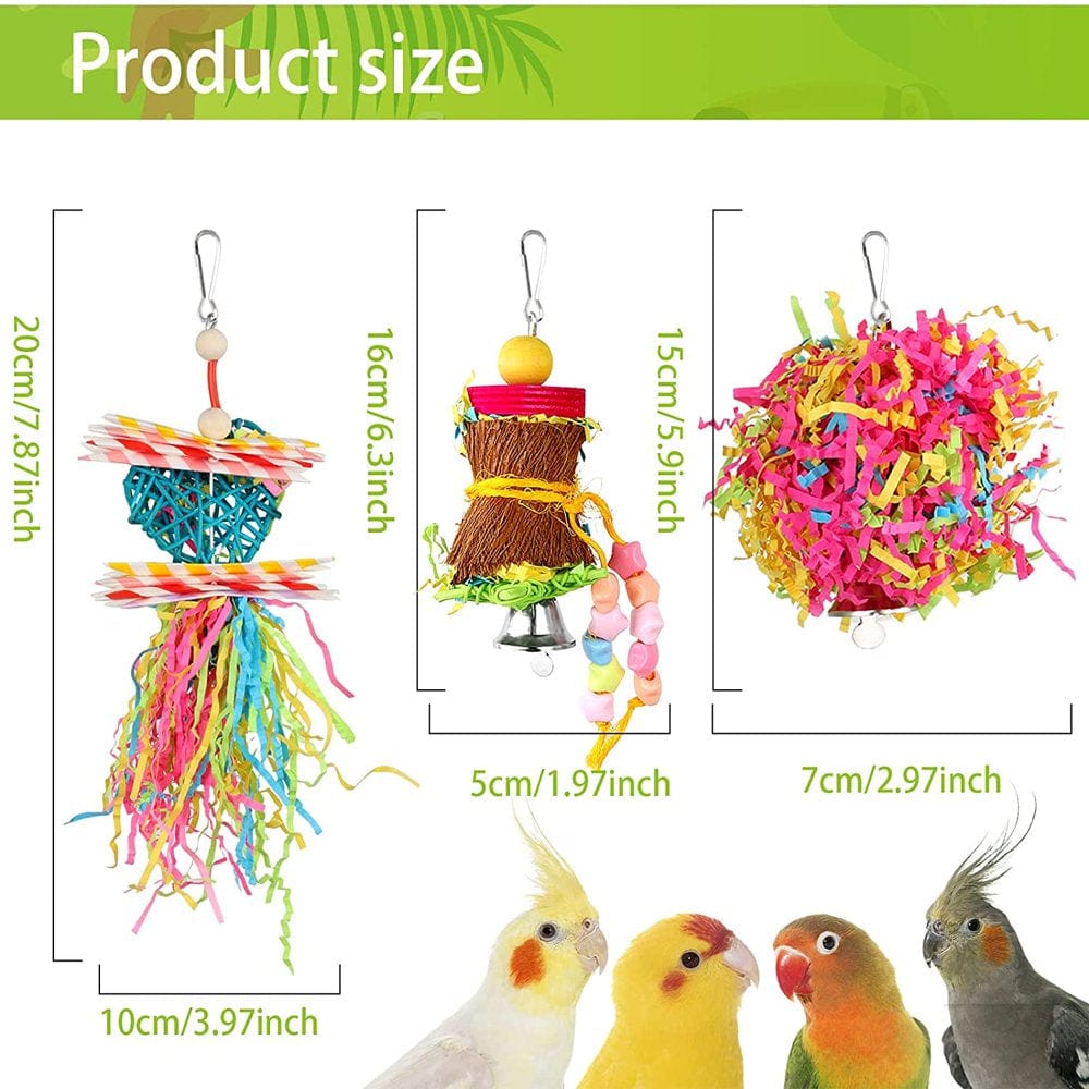 4 Pack Bird Shredder Toys Small Parrot Chewing Toys Parrot Cage Foraging Hanging Toy for Small Bird Parakeets Parrotlets Animals & Pet Supplies > Pet Supplies > Bird Supplies > Bird Toys Domora   