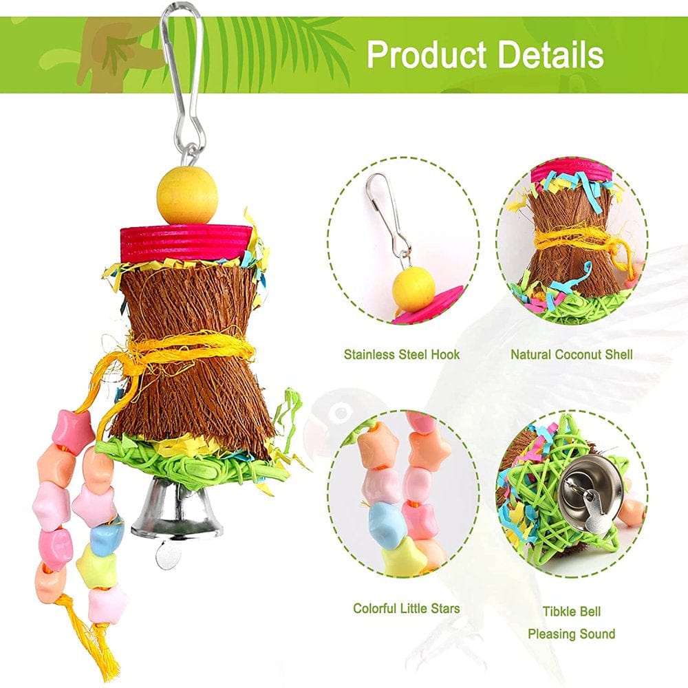 4 Pack Bird Shredder Toys Small Parrot Chewing Toys Parrot Cage Foraging Hanging Toy for Small Bird Parakeets Parrotlets Animals & Pet Supplies > Pet Supplies > Bird Supplies > Bird Toys Domora   