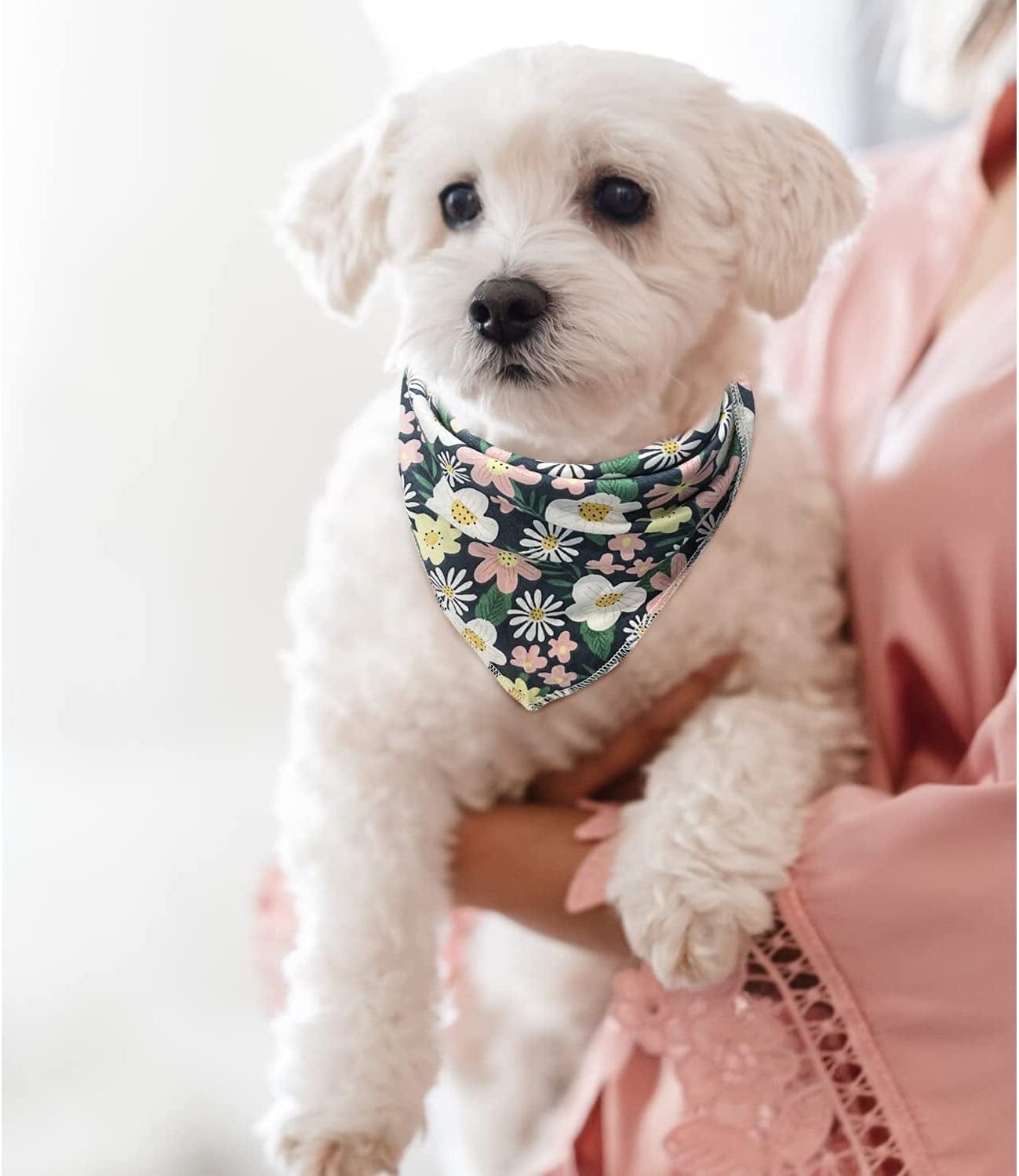 4 Pack Dog Bandanas with Matching Scrunchie Set- Dog Scarf Adjustable Square Foldable for Small Medium Large Dogs Puppies Cats- Pet Owner Gift S Animals & Pet Supplies > Pet Supplies > Dog Supplies > Dog Apparel Jesries   