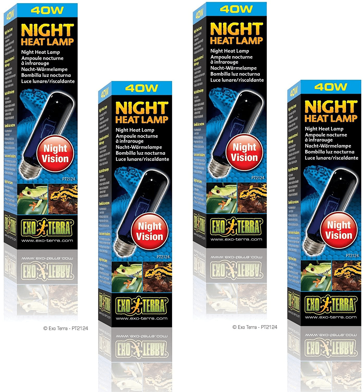 (4 Pack) Exo Terra Night-Glo Moonlight Lamp, 40 Watt