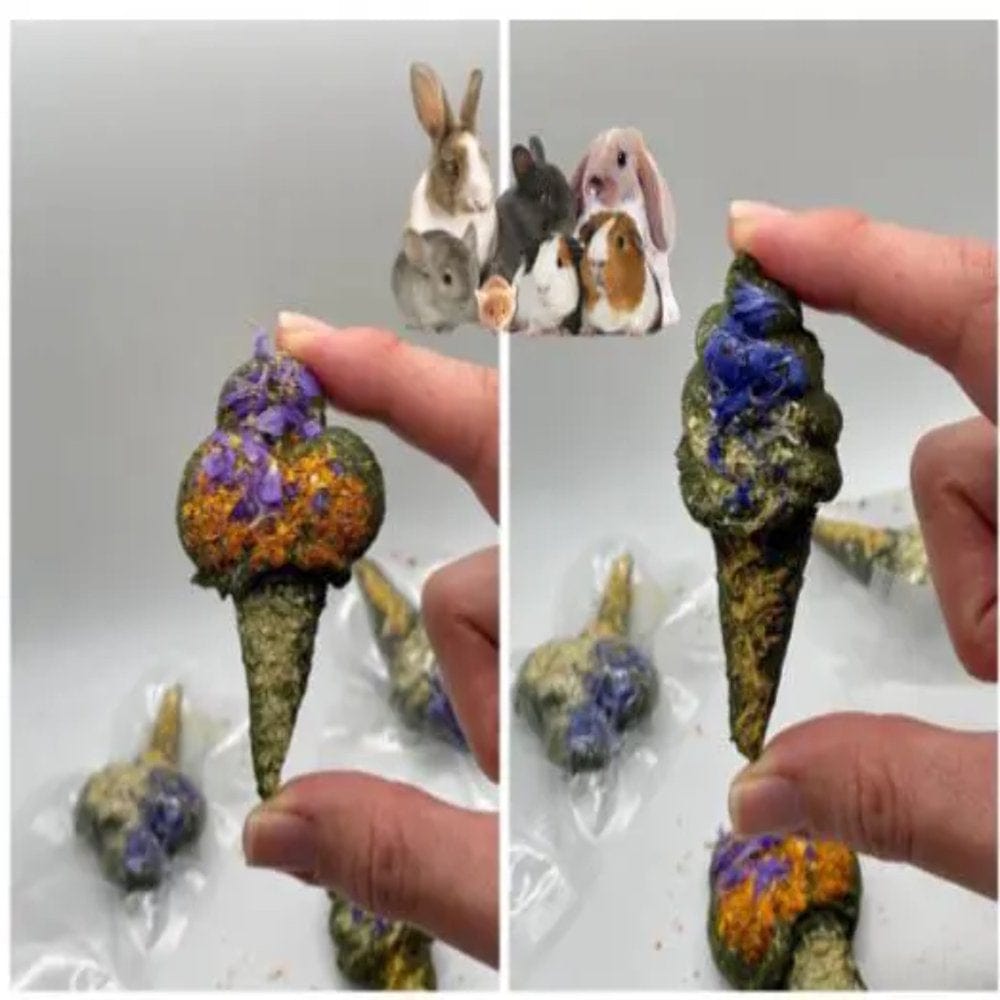 4 Pack Floral Ice Cream Cone Treats for Rabbits, Hamsters, Guinea Pigs, Chinchillas and Small Rodents. Animals & Pet Supplies > Pet Supplies > Small Animal Supplies > Small Animal Treats Truly Pawesome   