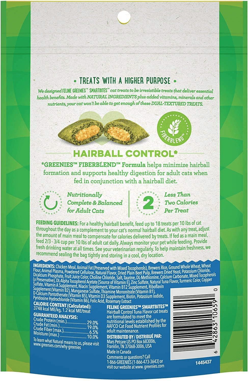 (4 Pack) Greenies Smartbites Hairball Control Chicken and Tuna, (4.6Oz, 2 Each) with 10Ct Petfaves Wipes Animals & Pet Supplies > Pet Supplies > Cat Supplies > Cat Treats Greenies   