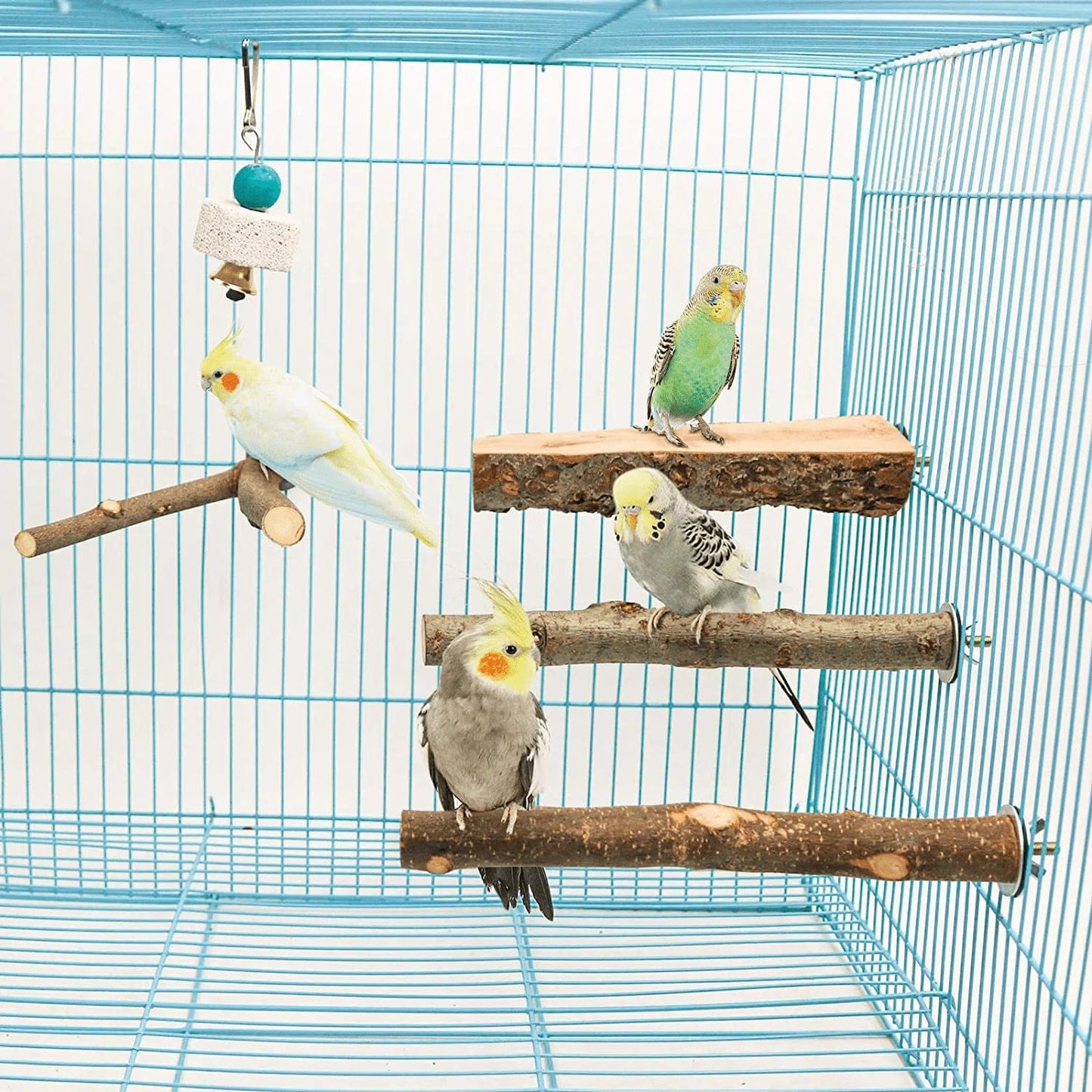 4 Pack Natural Wood Bird Perch for Bird Cages,Parrot Stand Perch Platform Exercise Playground Toys Paw Grinding Stick Perch Stand Cage Accessories for Budgies Cockatiel Conure Parakeet Lovebirds Animals & Pet Supplies > Pet Supplies > Bird Supplies > Bird Cage Accessories Roundler   
