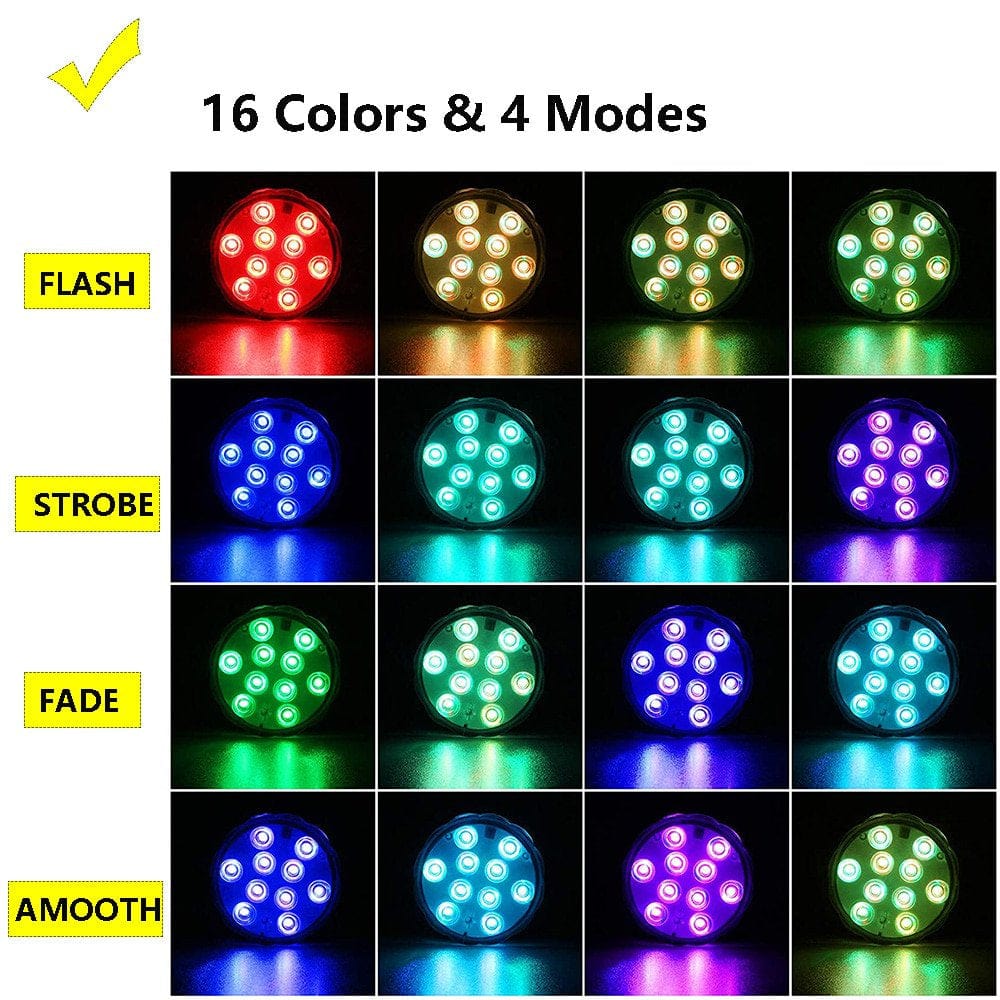 4-Pack Submersible LED Lights with IR Remote Controller & Suction Cups, Waterproof Light, Battery Operated (Not Included), Aquarium Lights Decorations Pond Lights Animals & Pet Supplies > Pet Supplies > Fish Supplies > Aquarium Lighting HUA TRADE   