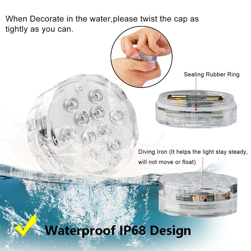 4-Pack Submersible LED Lights with IR Remote Controller & Suction Cups, Waterproof Light, Battery Operated (Not Included), Aquarium Lights Decorations Pond Lights Animals & Pet Supplies > Pet Supplies > Fish Supplies > Aquarium Lighting HUA TRADE   