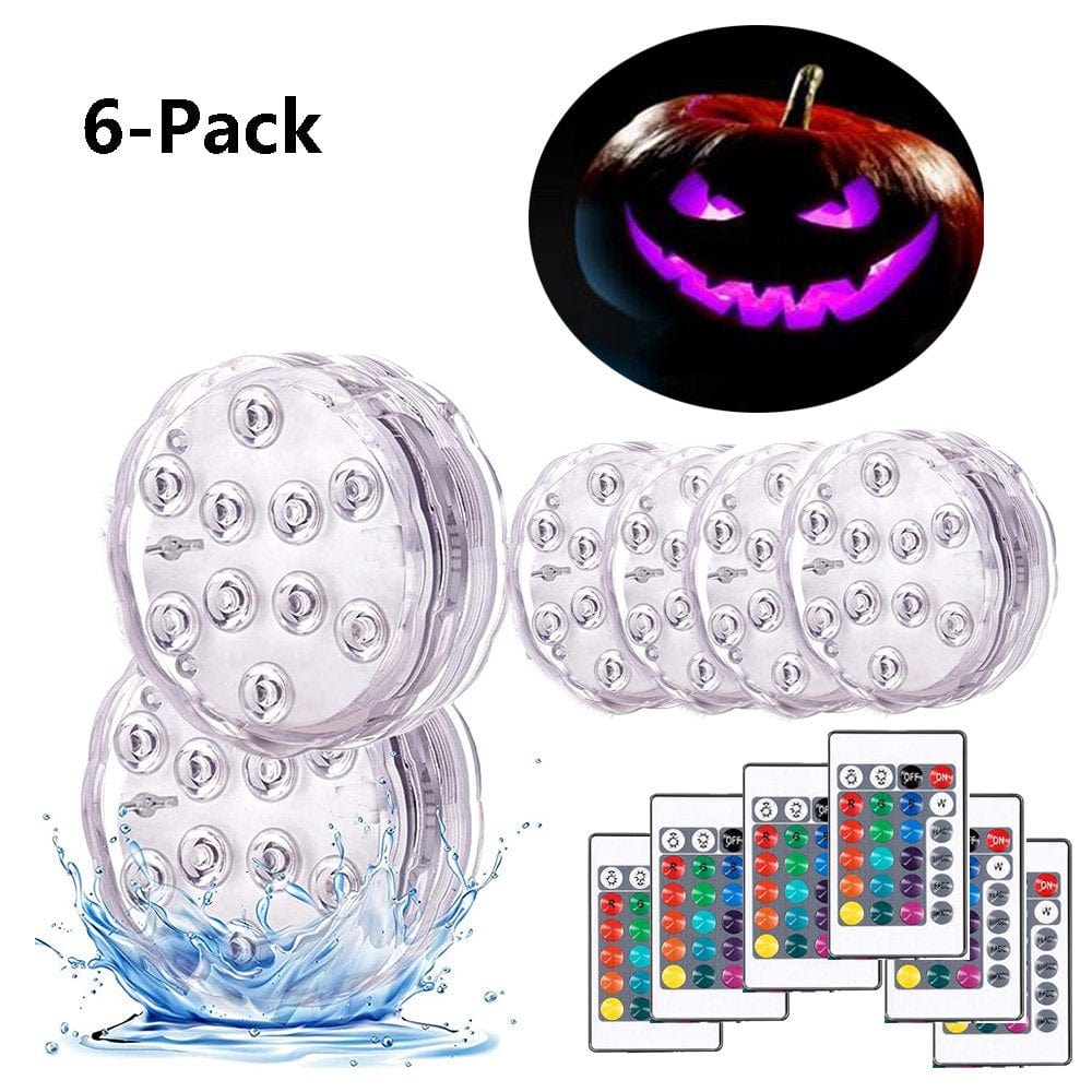 4-Pack Submersible LED Lights with IR Remote Controller & Suction Cups, Waterproof Light, Battery Operated (Not Included), Aquarium Lights Decorations Pond Lights Animals & Pet Supplies > Pet Supplies > Fish Supplies > Aquarium Lighting HUA TRADE 6 Pack  