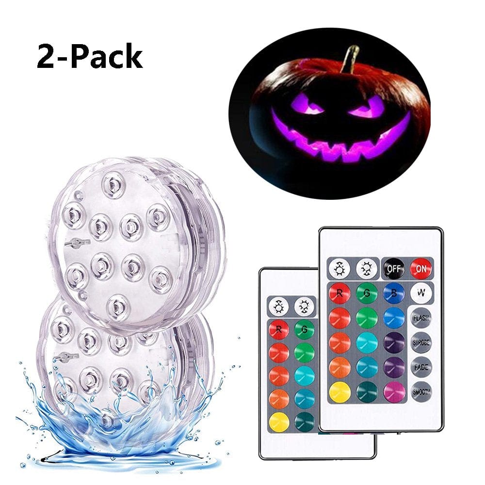 4-Pack Submersible LED Lights with IR Remote Controller & Suction Cups, Waterproof Light, Battery Operated (Not Included), Aquarium Lights Decorations Pond Lights Animals & Pet Supplies > Pet Supplies > Fish Supplies > Aquarium Lighting HUA TRADE 2 Pack  