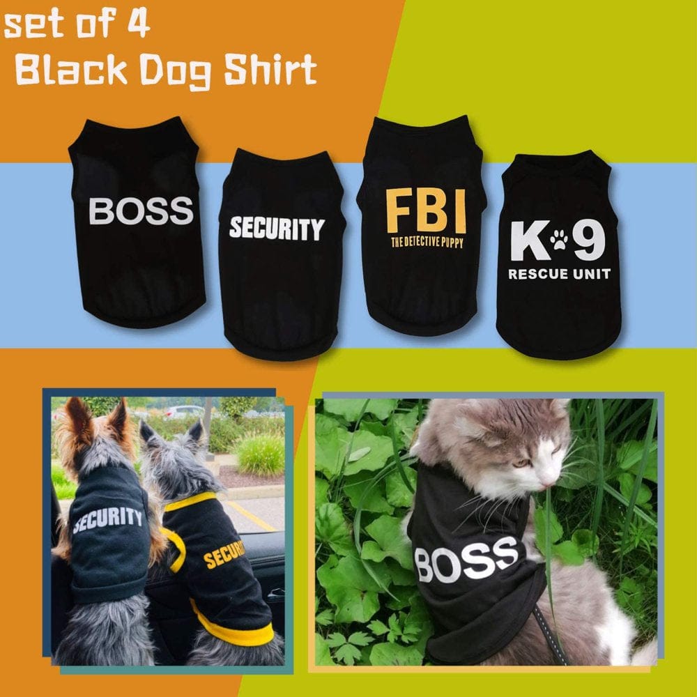 4 Pack Summer Dog Shirt Dog Clothes for Chihuahua Yorkies Black Security Vest Funny Apparel-Xs Animals & Pet Supplies > Pet Supplies > Dog Supplies > Dog Apparel Powerdelux   