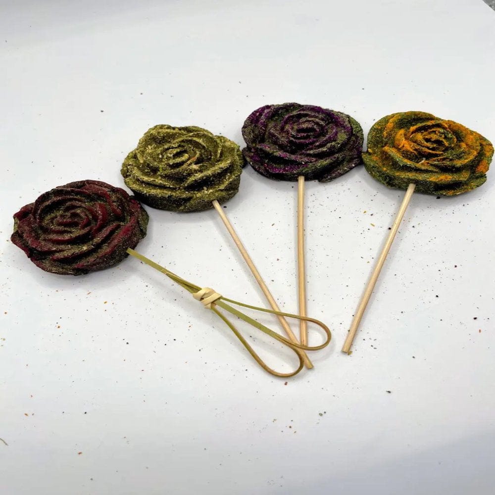 4 Pack Timothy Hay Rose Flower Lollipop with Bamboo Stick Treat for Rabbits, Hamsters, Guinea Pigs, Chinchillas and Small Rodents. Animals & Pet Supplies > Pet Supplies > Small Animal Supplies > Small Animal Treats Truly Pawesome   