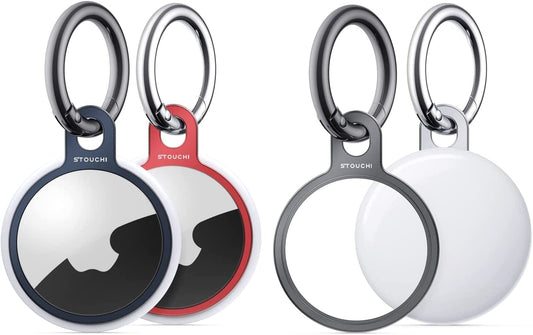 4 Packs Airtag Holder Key Ring, Stouchi Aluminium Invisible Slim Keychain Case for Airtags 2021 Finder Items Iphone 13 /12 Dogs, Keys, Backpacks Air Tag Electronics > GPS Accessories > GPS Cases Stouchi Blue+Red+Grey+Silver  