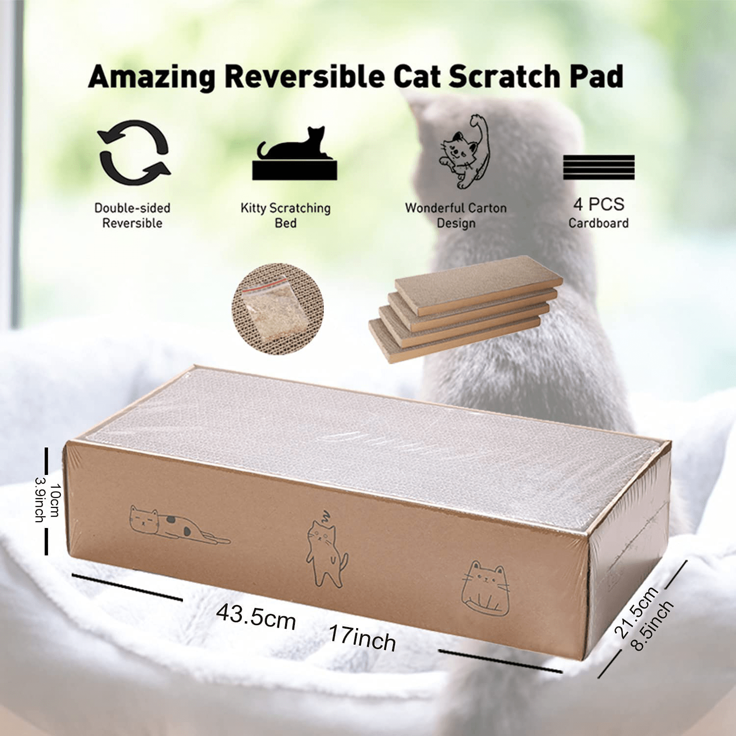 4 Packs in 1 Cat Scratch Pad with Box , Cat Scratcher Cardboard,Reversible,Durable Recyclable Cardboard, Suitable for Cats to Rest, Grind Claws and Play with Scratch Box Animals & Pet Supplies > Pet Supplies > Cat Supplies > Cat Furniture Mankaide   