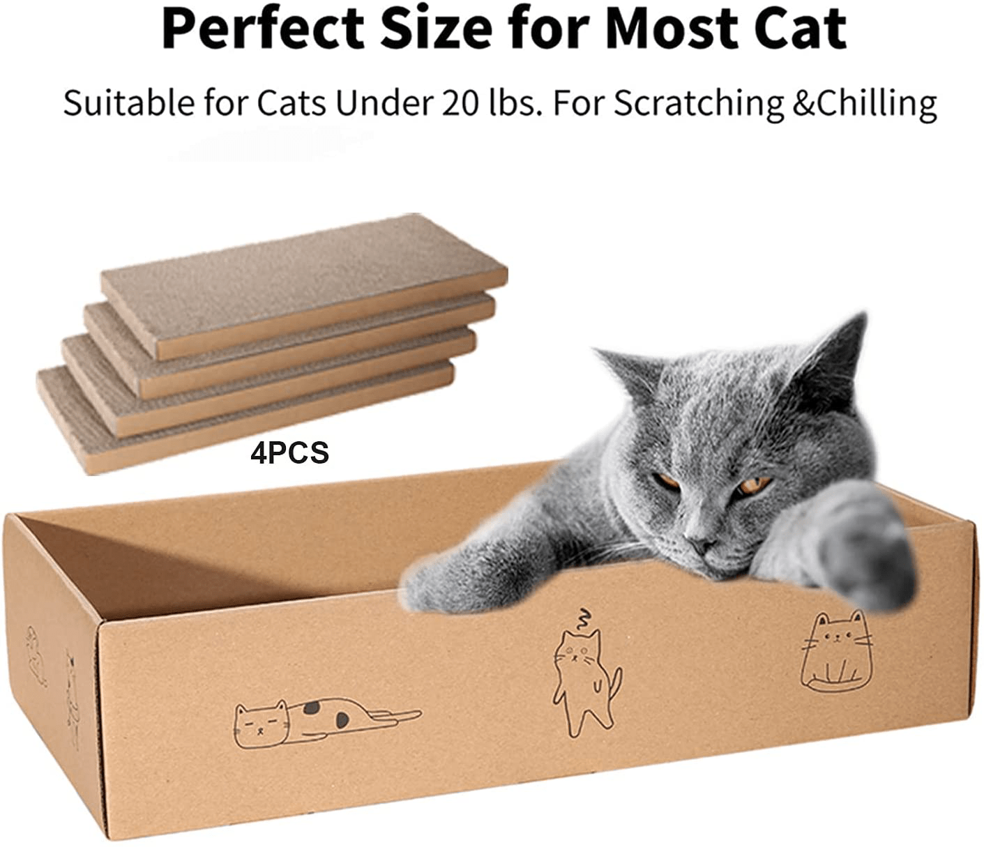 4 Packs in 1 Cat Scratch Pad with Box , Cat Scratcher Cardboard,Reversible,Durable Recyclable Cardboard, Suitable for Cats to Rest, Grind Claws and Play with Scratch Box Animals & Pet Supplies > Pet Supplies > Cat Supplies > Cat Furniture Mankaide   