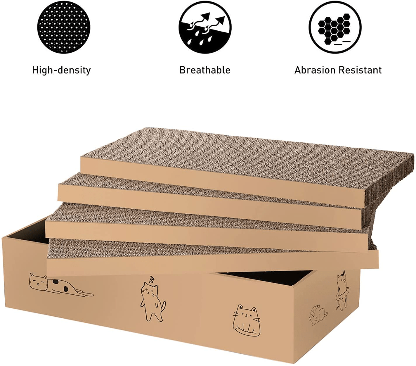 4 Packs in 1 Cat Scratch Pad with Box , Cat Scratcher Cardboard,Reversible,Durable Recyclable Cardboard, Suitable for Cats to Rest, Grind Claws and Play with Scratch Box Animals & Pet Supplies > Pet Supplies > Cat Supplies > Cat Furniture Mankaide   