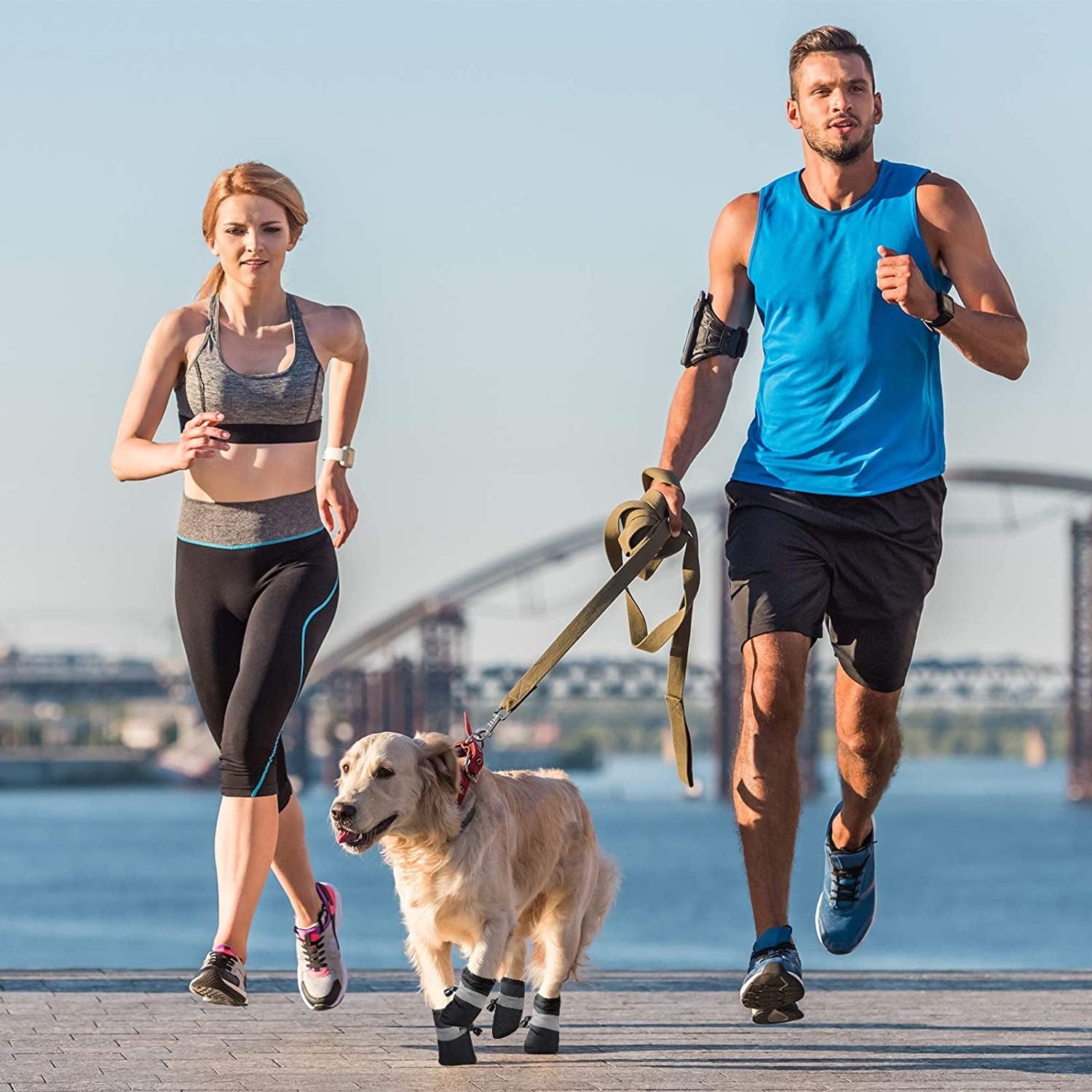 4 Pairs Dog Shoes with Reflective Straps Adjustable Pet Boots Anti-Slip Dog Sock Shoes Waterproof Soft Sole Dog Boot Adjustable Drawstring Boot Paw Protectors for Puppy (3.5 X 4.5 Cm, Black, Blue) Animals & Pet Supplies > Pet Supplies > Dog Supplies > Dog Apparel Weewooday   