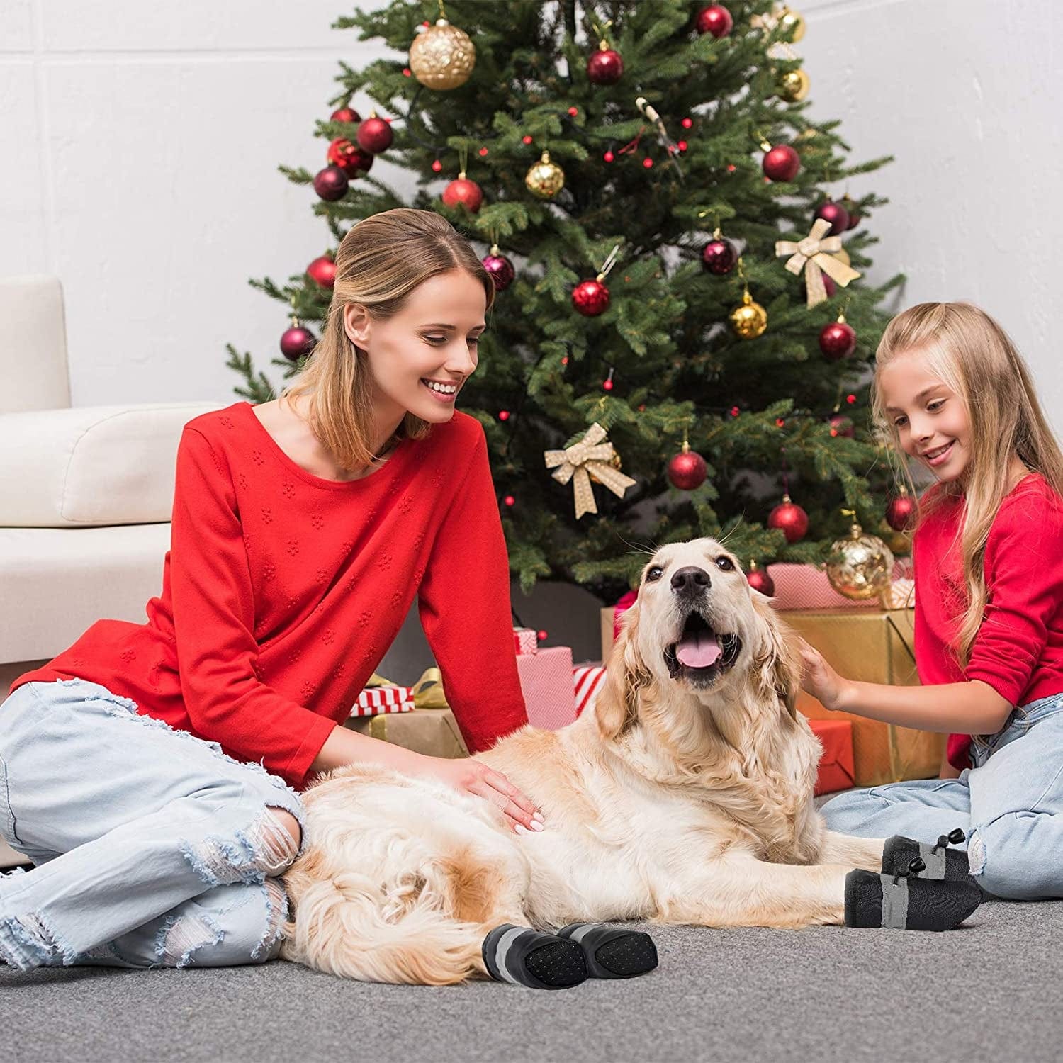 4 Pairs Dog Shoes with Reflective Straps Adjustable Pet Boots Anti-Slip Dog Sock Shoes Waterproof Soft Sole Dog Boot Adjustable Drawstring Boot Paw Protectors for Puppy (3.5 X 4.5 Cm, Black, Blue) Animals & Pet Supplies > Pet Supplies > Dog Supplies > Dog Apparel Weewooday   