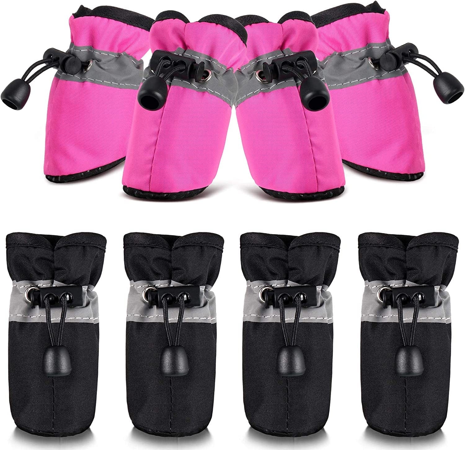 4 Pairs Dog Shoes with Reflective Straps Adjustable Pet Boots Anti-Slip Dog Sock Shoes Waterproof Soft Sole Dog Boot Adjustable Drawstring Boot Paw Protectors for Puppy (3.5 X 4.5 Cm, Black, Blue) Animals & Pet Supplies > Pet Supplies > Dog Supplies > Dog Apparel Weewooday Rose Red, Black 3.5 x 4.5 cm 