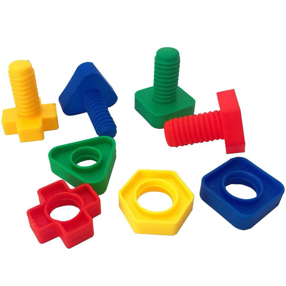 4 Pcs Bird Chewer Chewing Block Toys Set，Parrots Foot Talon Screw Toys，Parakeet Coloured Plastic Nuts Bolts Shaped Toy，Bird Cage Playpen Play Gym Grinding Beak Toy for Cockatiel African Grey Cockatoo Animals & Pet Supplies > Pet Supplies > Bird Supplies > Bird Gyms & Playstands QBLEEV   