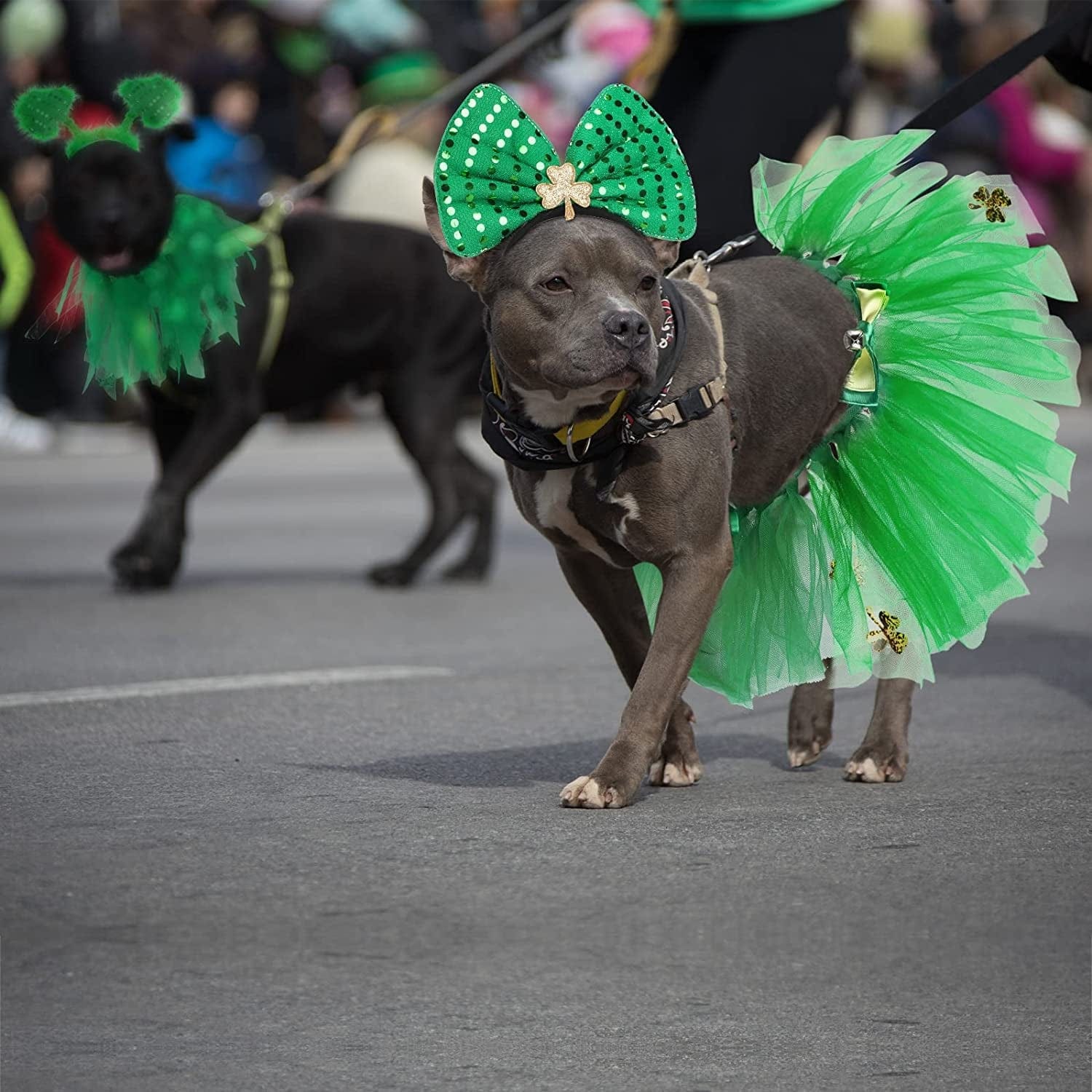 4 Pcs St Patrick'S Day Dog Costume Pet Costume, Tutu for Dogs Sequins Bowtie Shamrock Headband Dog Dress Tutu Collar Green Puppy Skirt for St. Patrick'S Day Irish Party Dog Pets Accessories Photo Prop Animals & Pet Supplies > Pet Supplies > Dog Supplies > Dog Apparel Yahenda   