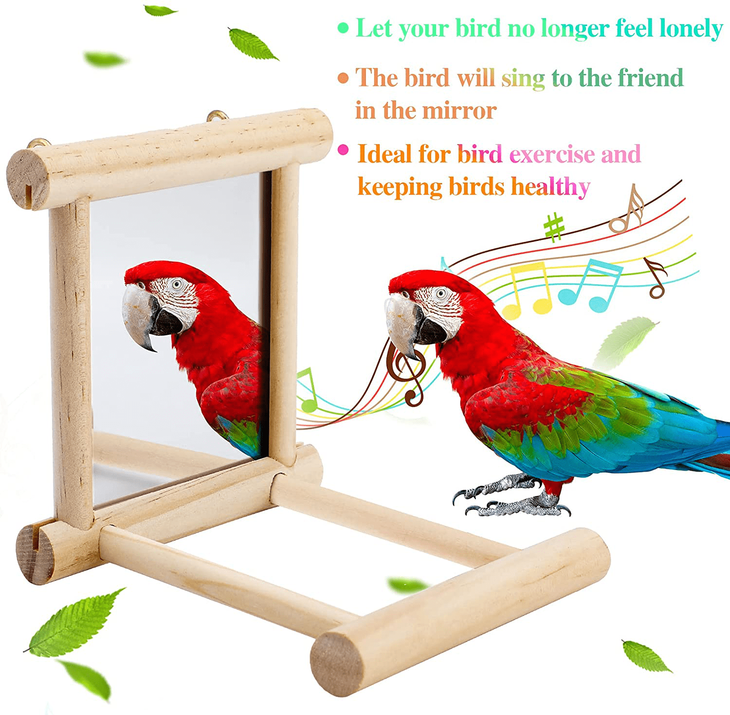 4 Pieces Bird Toys Include Parakeet Mirror for Cage, Parrot Chewing Toy and Colorful Bell String, Parrot Perch Stand, Wooden Hummingbird Swing Toy Parakeet Accessories for Cockatiels Finch Canary Animals & Pet Supplies > Pet Supplies > Bird Supplies > Bird Cage Accessories Jetec   