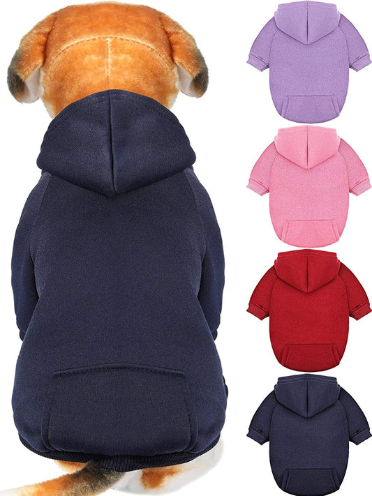 4 Pieces Dog Hoodie Dog Sweaters with Hat, Cold Weather Cotton Dog Hoodies with Pocket Hooded Clothes Apparel Costume Puppy Cat Winter Hoodies Warm Coat Sweater for Small Dogs Cats Puppy Animal (S) Animals & Pet Supplies > Pet Supplies > Dog Supplies > Dog Apparel Syhood S  