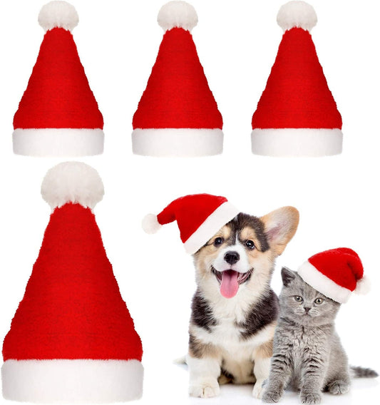 4 Pieces Dog Santa Hat Christmas Pet Hats Pet Costumes for Dogs Cats Christmas Supplies Animals & Pet Supplies > Pet Supplies > Dog Supplies > Dog Apparel SATINIOR   