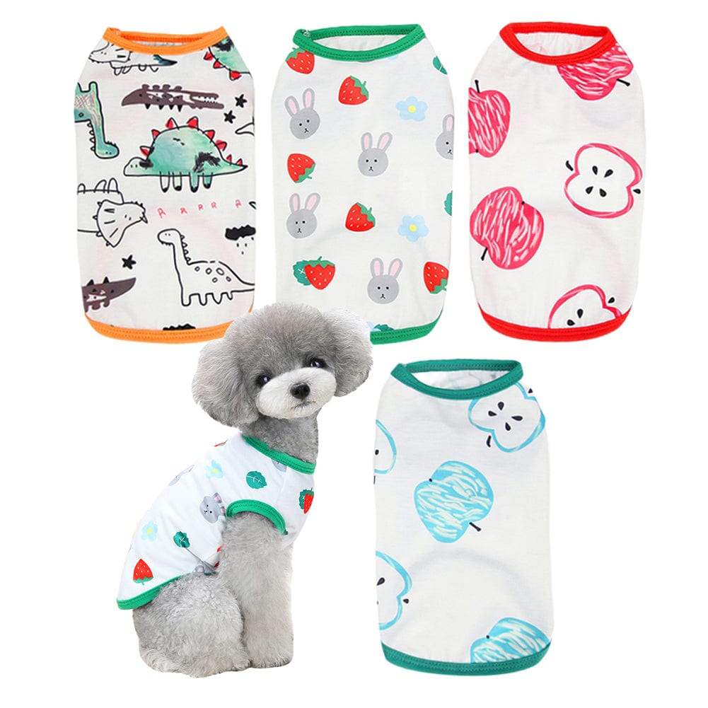 4 Pieces Dog Shirts Printed Puppy Shirts Cute Breathable Puppy Sweatshirt Dog Clothes Pet Apparel for Small and Medium Dog Animals & Pet Supplies > Pet Supplies > Dog Supplies > Dog Apparel Stibadium S  