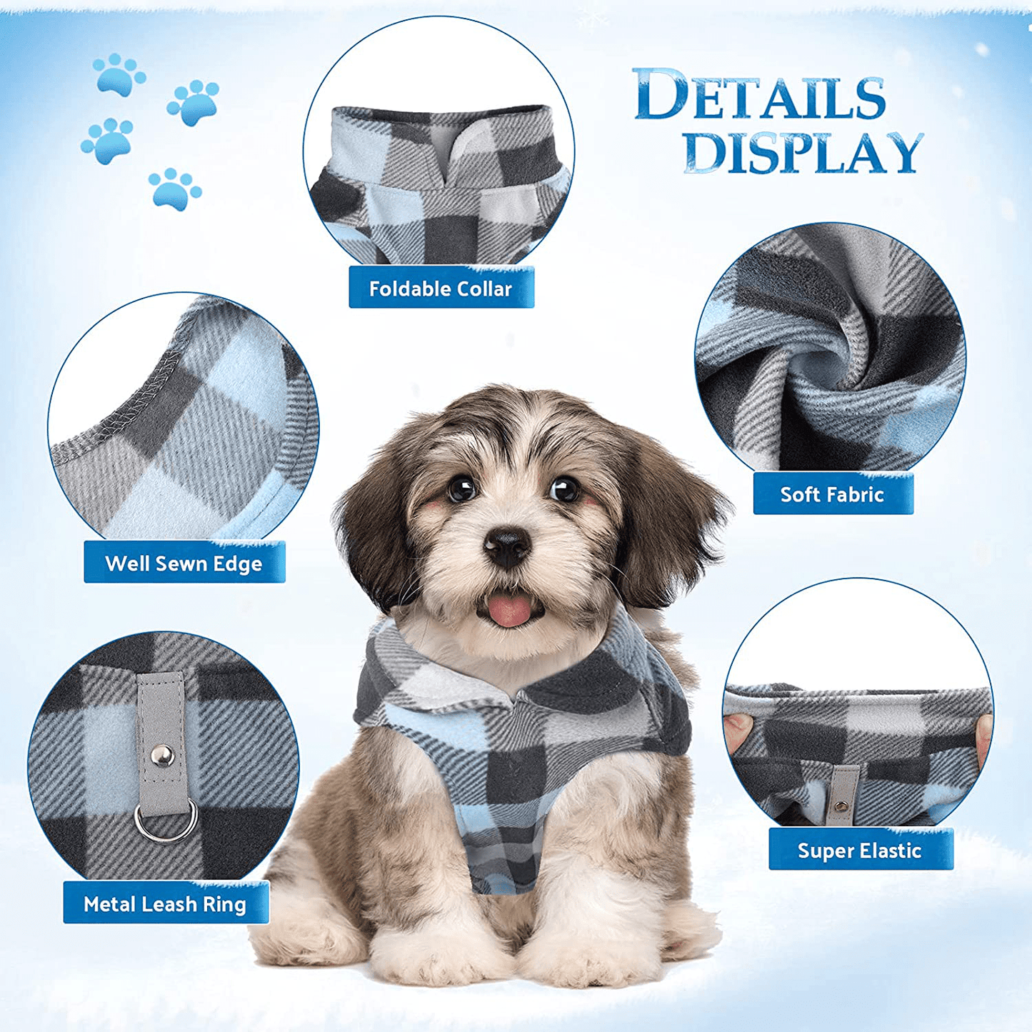 4 Pieces Fabric Dog Sweater with Leash Ring Winter Fleece Vest Dog Pullover Jacket Warm Pet Dog Clothes for Puppy Small Dogs Cat Chihuahua Boy Animals & Pet Supplies > Pet Supplies > Dog Supplies > Dog Apparel Weewooday   
