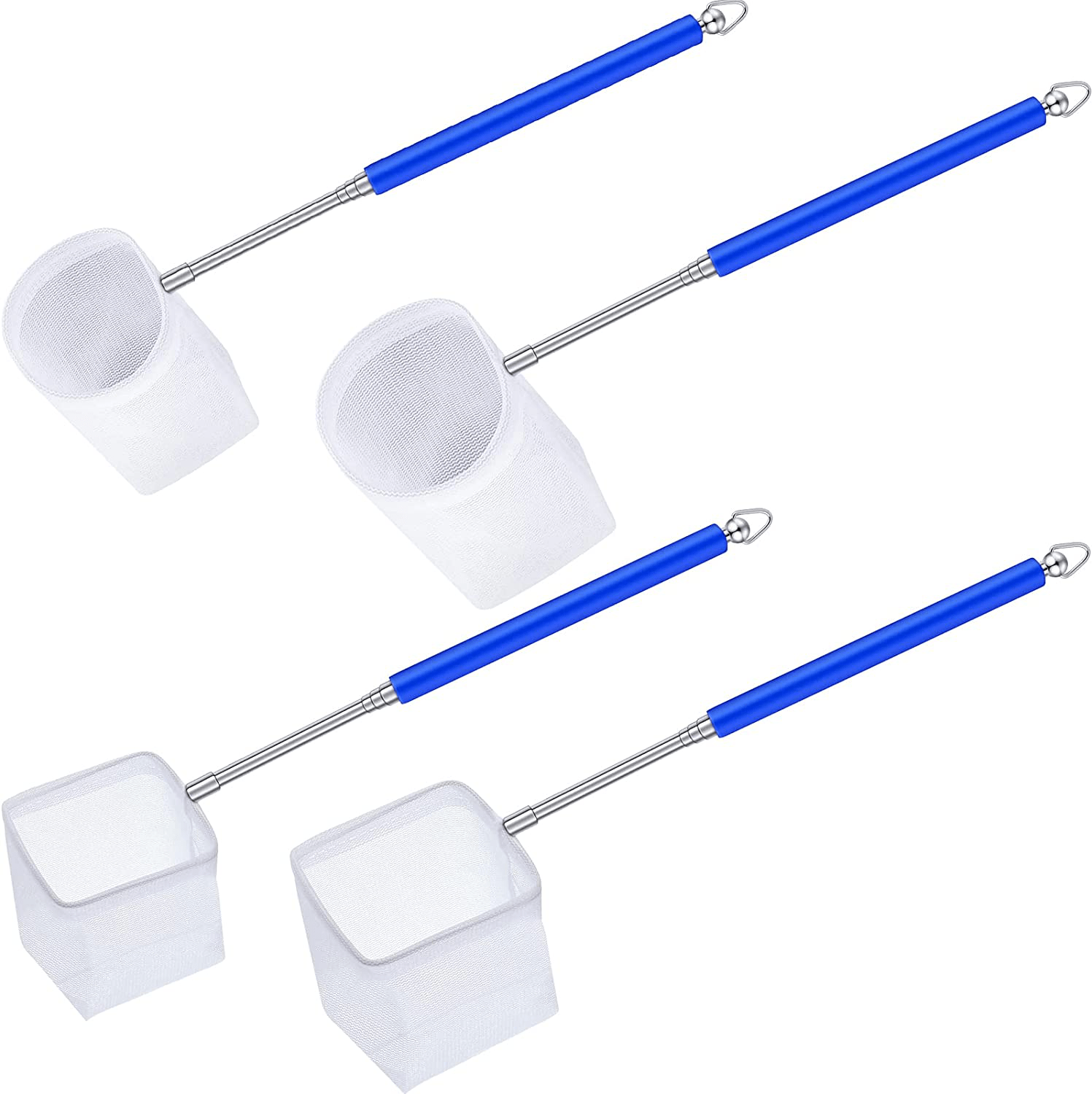 4 Pieces Fish Tank Shrimp Net Extendable Handle Shrimp Net Aquarium Stainless Steel Small Fishing Net Fish Shrimp Skimming Net with Adjustable Handle for Aquarium Fish Tank Pond Animals & Pet Supplies > Pet Supplies > Fish Supplies > Aquarium Fish Nets Shappy Blue  